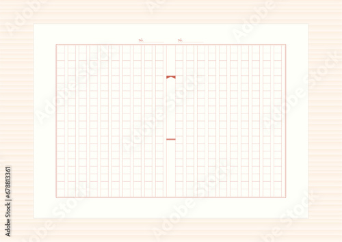 机に置かれた原稿用紙の背景2　日本語用、縦書き、400字