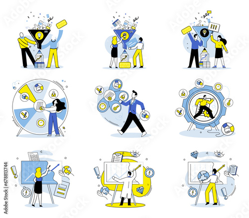 Market analysis vector illustration. Success in market requires analyzing market trends and adapting strategies accordingly Careful planning and optimization are essential for effective market