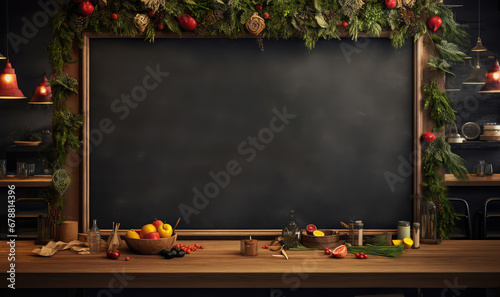 blackboard for the menu in the interior of a restaurant