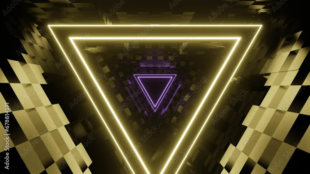 Purple and Yellow Triangle Neon Tunnel Background VJ Loop in 4K Stock ...