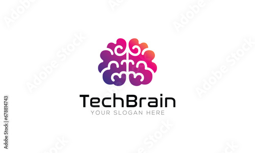 Tech Brain creative mind logo vector design