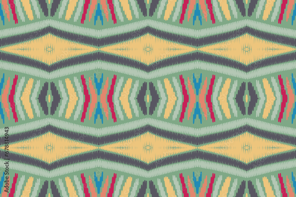 Ikat Drawing or Modern Native Thai Ikat Pattern. Geometric Ethnic Background for Pattern Seamless Design or Wallpaper.