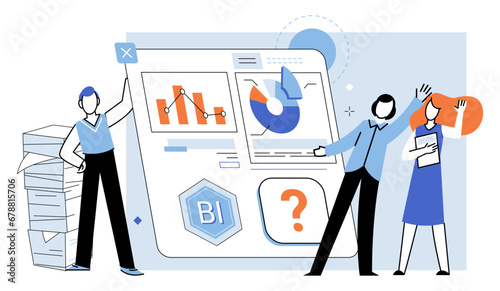 Business briefing vector illustration. Finance management involves analyzing financial data, making informed decisions, and ensuring fiscal responsibility The business briefing concept emphasizes