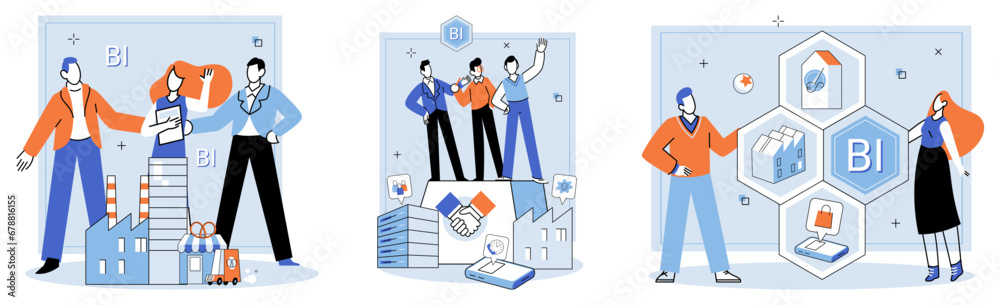 Business Association. Vector illustration. Choosing right occupation aligns personal interests with professional growth opportunities Companies operate within legal frameworks to conduct business