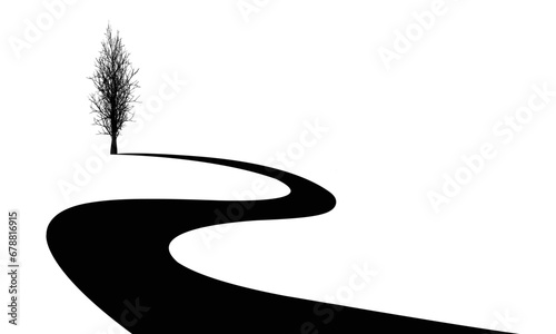 road and tree logo design, winding road icon and landscape sign,  vector symbol in flat style isolated on white background and copy space for your text photo