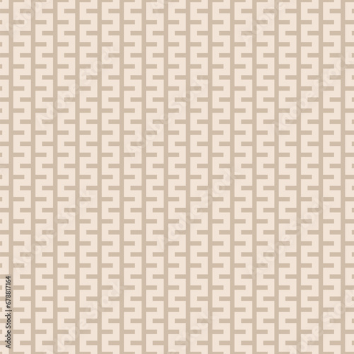 Seamless beige geometric pattern: minimalist abstract zigzag, snake lines and stripes. Simple repeat vector texture. Subtle minimal ornamental background. Repeated design for decor, wallpaper, fabric