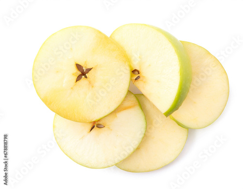 apple slice isolated on white background; cut out; top view