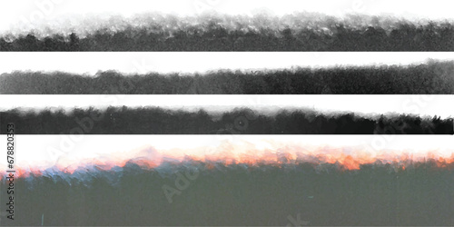Photo Film Frame Burn Edges Black and White Collection as Modern Analog Devices Style Template - Greyscale and Colour Objects on White Background - Retro Graphic Design
