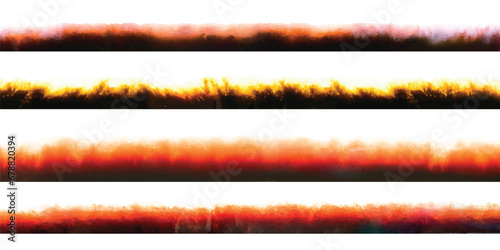 Photo Film Frame Burn Edges Colour Collection as Modern Analog Devices Style Template - Fiery Orange Red and Yellow on White Background - Vector Retro Graphic Design