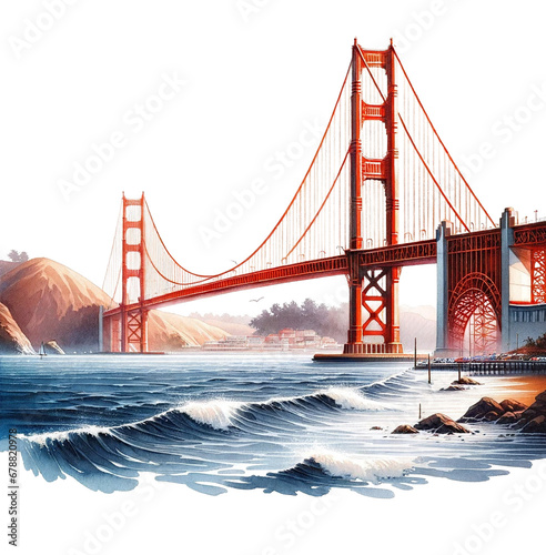 Watercolor of Golden Gate Bridge