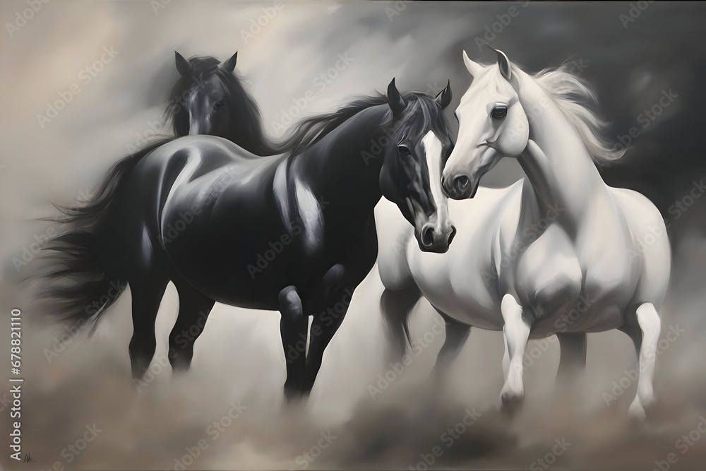 Beautiful painting of the horses