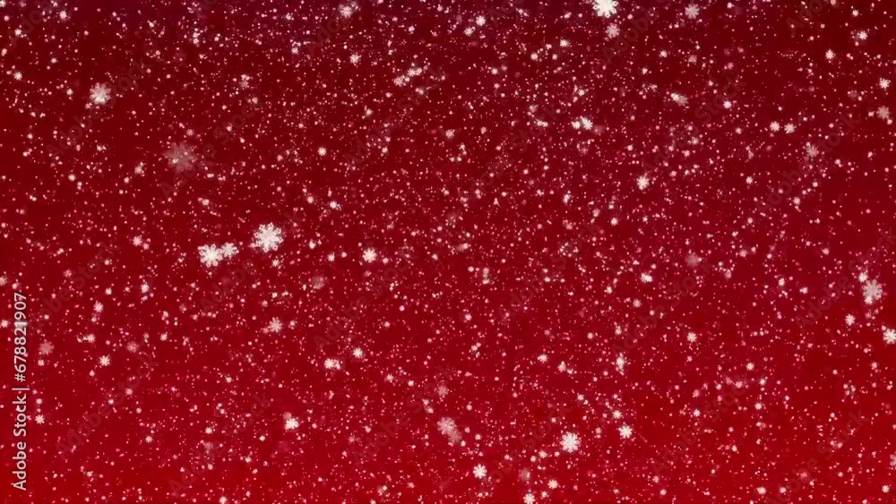 White painted snowflakes fall on a gradient , red background. Animated background for the holidays Christmas and New Year.