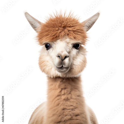 Cute alpaca portrait isolated on transparent background, png clip art design element. Wild animal. © Sunny_nsk