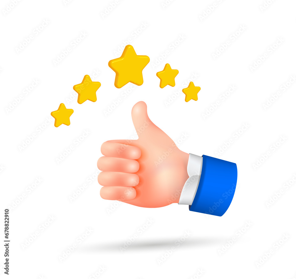 Cartoon hand with a raised thumb. 3D vector illustration. Cartoon hand with a raised thumb. 3D vector illustration.