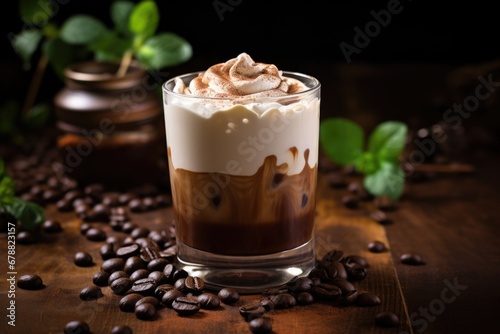 Irish Cream Mudslide Cocktail with A Sweet and Creamy Twist - Perfect Background Image for Any Alcoholic Beverage or Cocktail Menu © AIGen