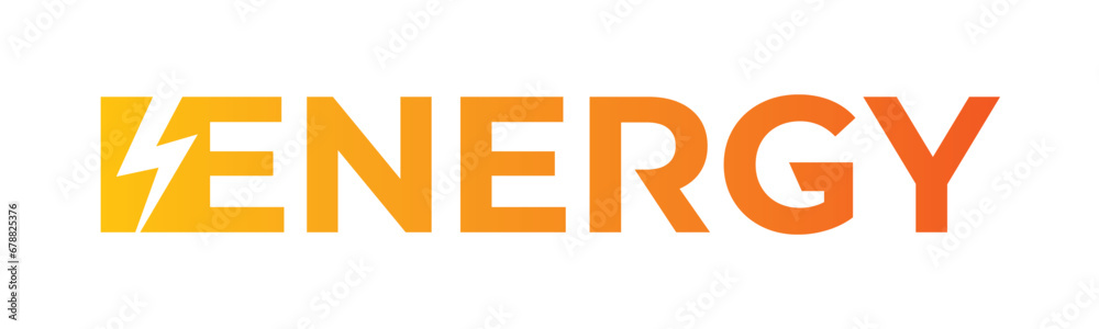 energy word. yellow to orange energy logo
