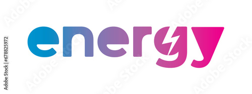energy word and lightning symbol. energy emblem