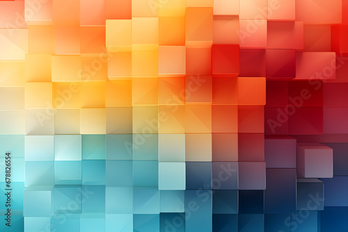 Orange and blue geometric pixel gradient design