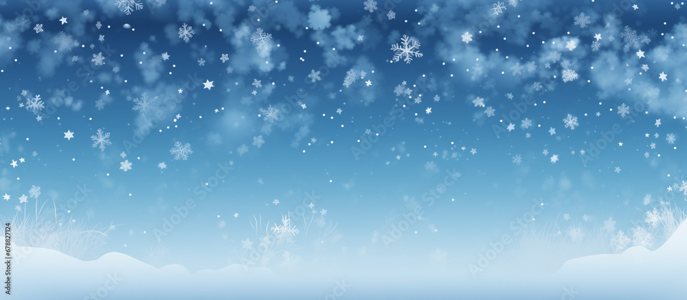 
Magical heavy snow flakes backdrop. Snowstorm speck ice particles. Snowfall sky white teal blue wallpaper. Rime snowflakes february vector. Snow hurricane landscape