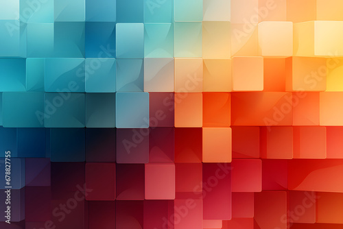 Geometric blue and red pixel pattern background