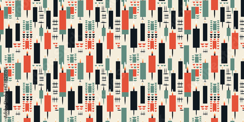 Bauhaus orange and black Candles wallpaper