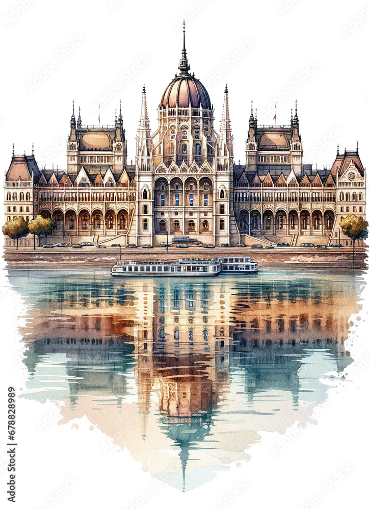 Obraz premium Watercolor Illustration of Országház