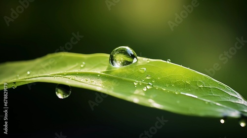 Water Droplet on Green Leaf Macro