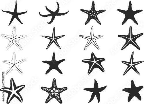 Starfish silhouette, Starfish icon, Starfish SVG,  Starfish outline, Tropical starfish SVG, Starfish bundle set. photo