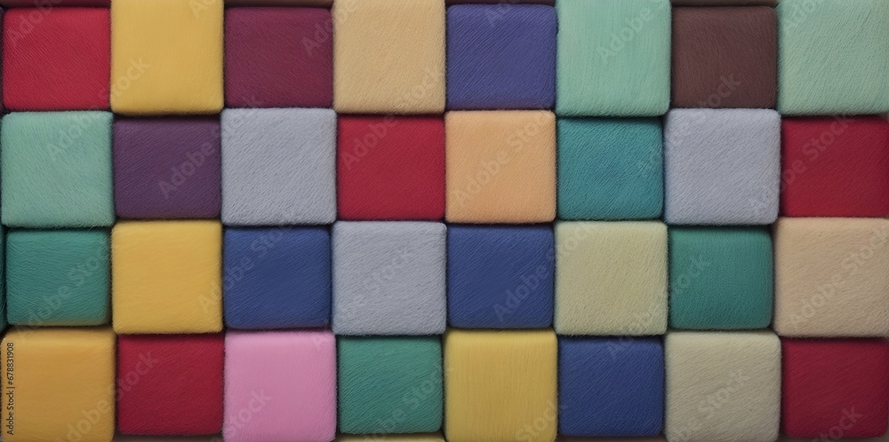 Color wool blocks aligned background. AI generated illustration Color wool blocks aligned background. AI generated illustration