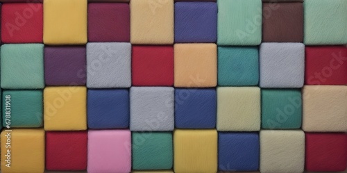 Color wool blocks aligned background. AI generated illustration © vector_master