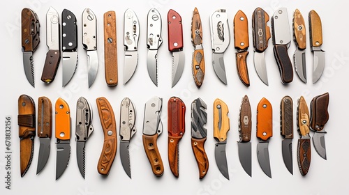 Collection of pocket knives.

