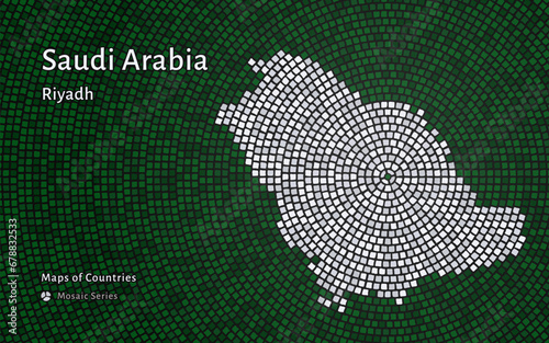 Saudi Arabia Map with a capital of Riyadh Shown in a Mosaic Pattern