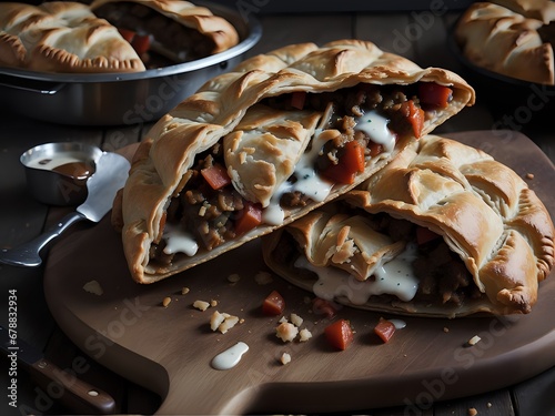 Capture the essence of Cornish Pasty in a mouthwatering food photography shot Generative AI