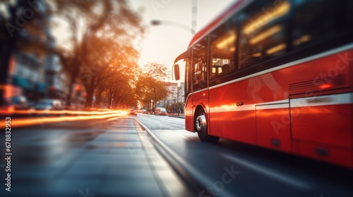Urban Commute - City Bus at Sunset