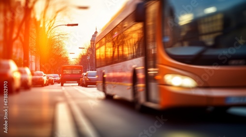 Urban Commute - City Bus at Sunset © Patrick