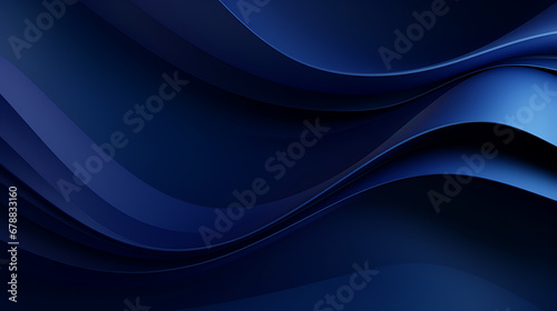 Dark blue paper waves abstract banner design. Elegant wavy vector background. Generative Ai