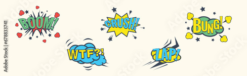 Comic Sound Effects in Pop Art Style Vector Set