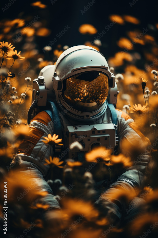 Astronaut im Blumenfeld Astronaut im Blumenfeld
