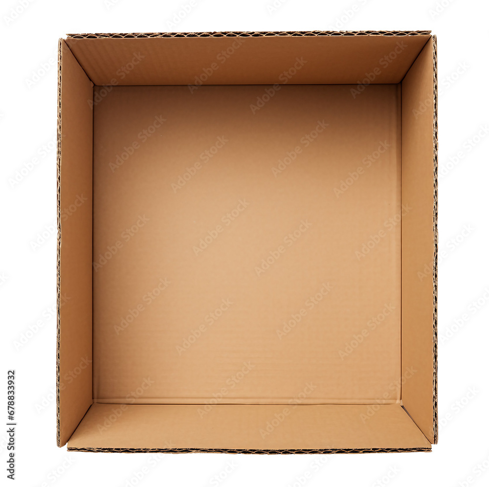 Fototapeta premium Empty Cardboard Box. Top View. Ai Generative