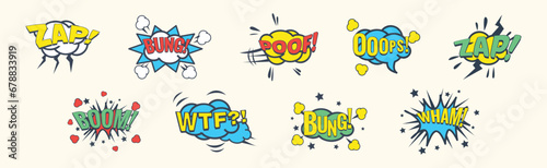 Comic Sound Effects in Pop Art Style Vector Set