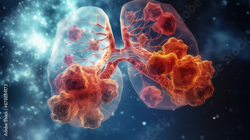 Lung infection caused by bacteria Mycoplasma pneumoniae, 3D illustration. Bacterial pneumonia medical concept.