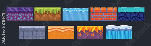 Ground Textures for Game Platform Colorful Vector Set