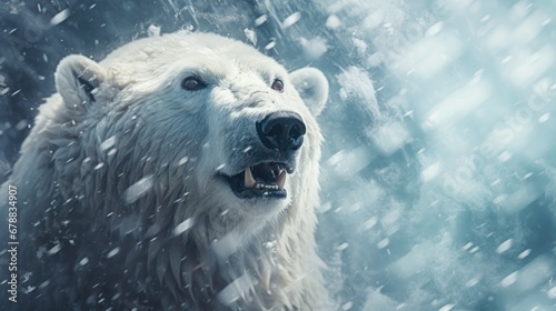 Polar bear in the snow, close-up
