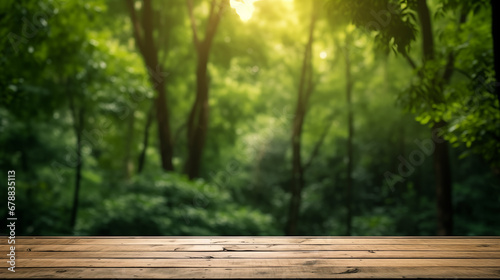 Table against the background of the forest