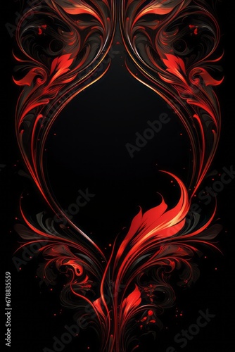 graphic vertical frame, red, flowers, black background, Cornice floreale rossa decorata verticale rettangolare dorso carta cartolina copertina libro