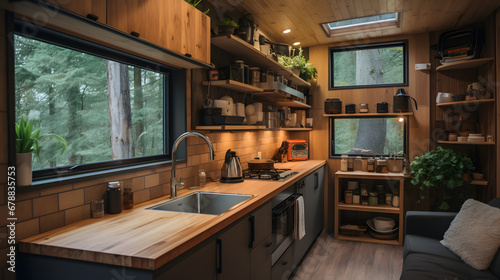 Compact functional kitchen in a tiny home photo