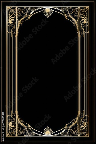 graphic vertical frame, gold, lines, black background, cornice lineare dorata decorata verticale rettangolare dorso carta cartolina copertina libro