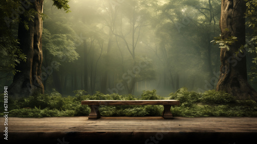 Bench for rest in the forest. photo