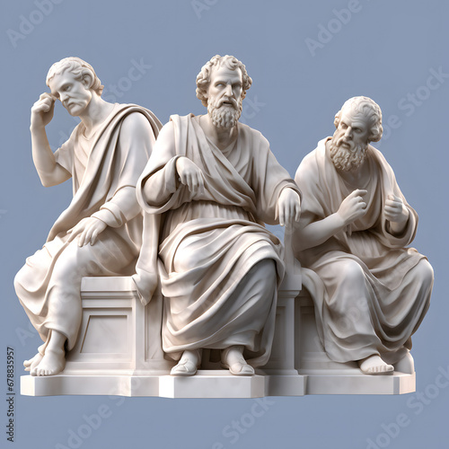 Collection of marble statue philosophers against a transparent background - Imaginary Figures.