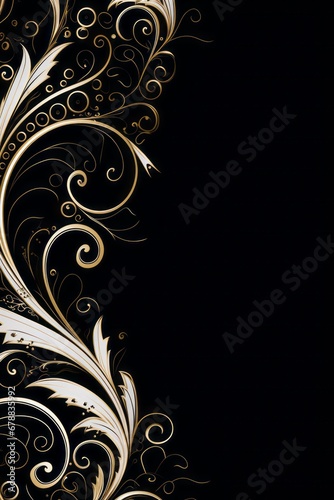graphic vertical frame, white, flowers, black background, decoro floreale decorata verticale rettangolare dorso carta cartolina copertina libro